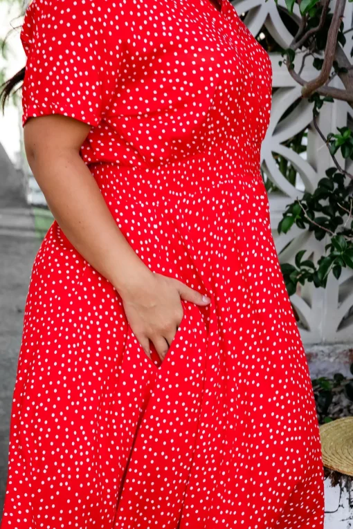 Cameron Dress in Red & White