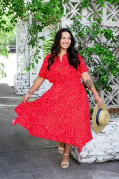 Cameron Dress in Red & White