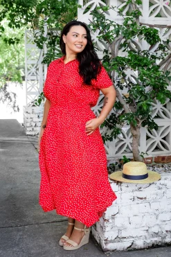 Cameron Dress in Red & White