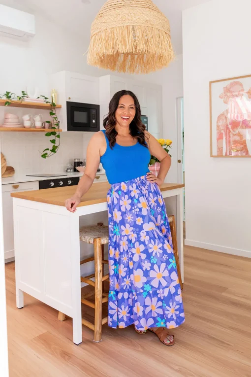 Carrie Skirt in Lilac Daisies