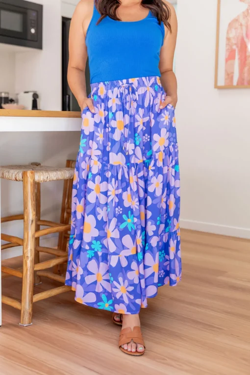 Carrie Skirt in Lilac Daisies