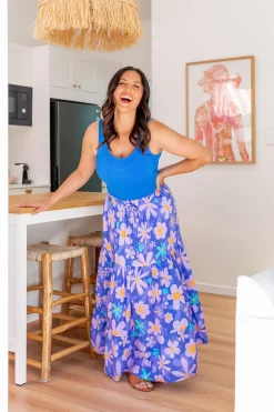Carrie Skirt in Lilac Daisies