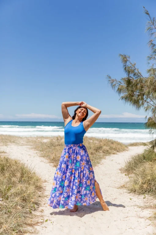 Carrie Skirt in Lilac Daisies