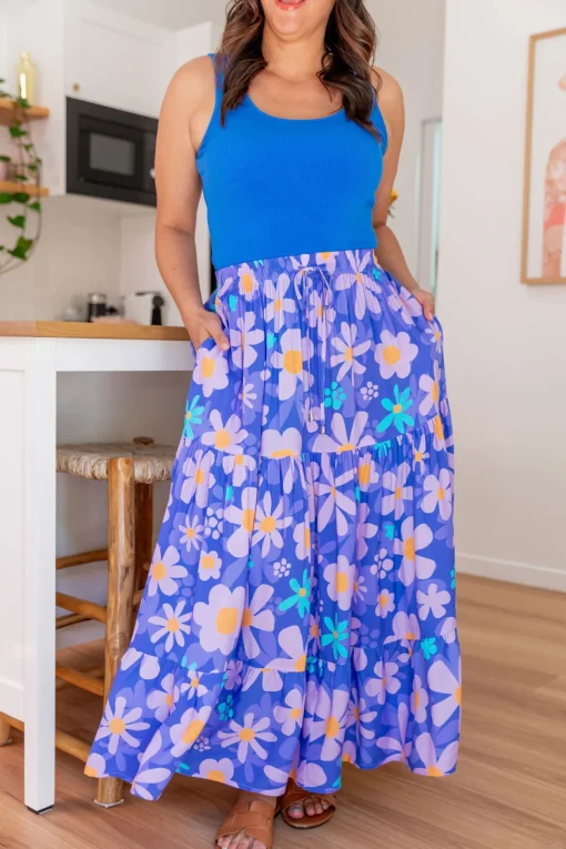 Carrie Skirt in Lilac Daisies