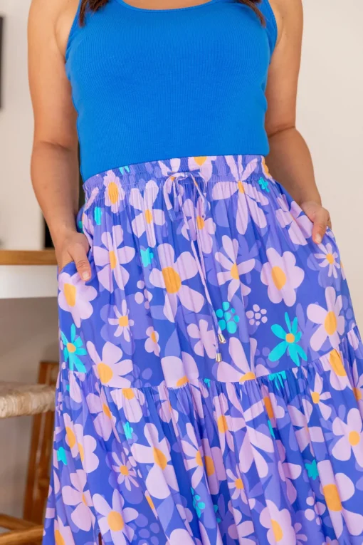 Carrie Skirt in Lilac Daisies