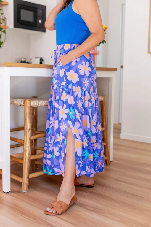 Carrie Skirt in Lilac Daisies