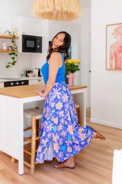 Carrie Skirt in Lilac Daisies