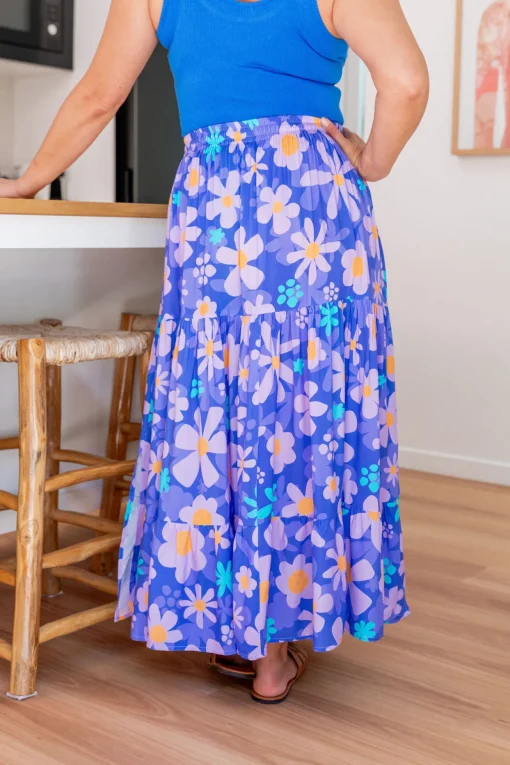 Carrie Skirt in Lilac Daisies