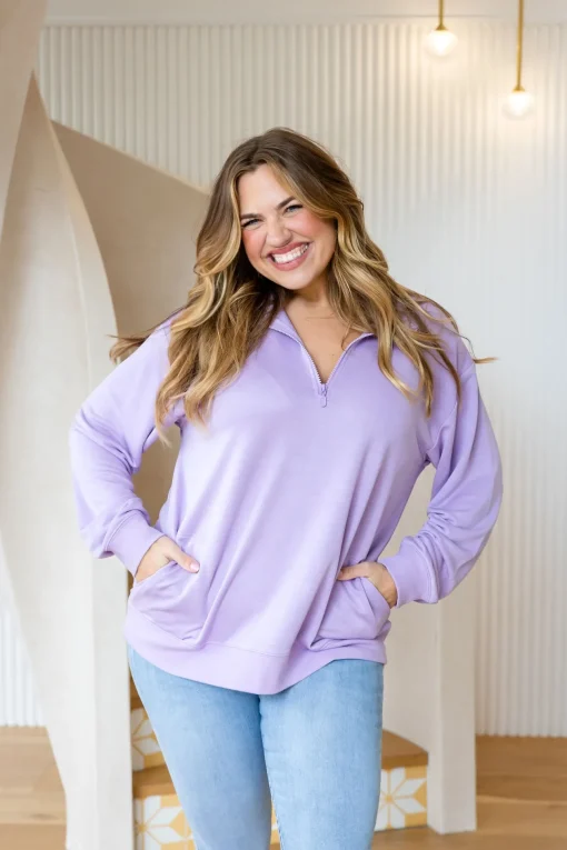 Cassie Modal Blend Lounge Sweater in Lavender