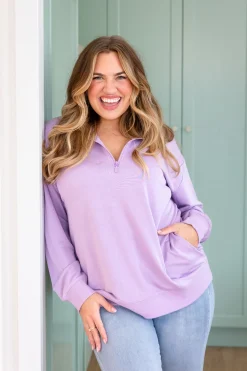 Cassie Modal Blend Lounge Sweater in Lavender