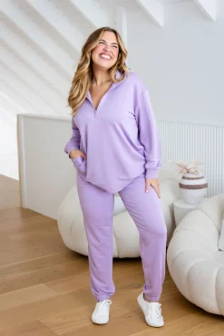 Cassie Modal Blend Lounge Sweater in Lavender