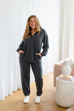 Cassie Modal Blend Lounge Sweater in Shadow