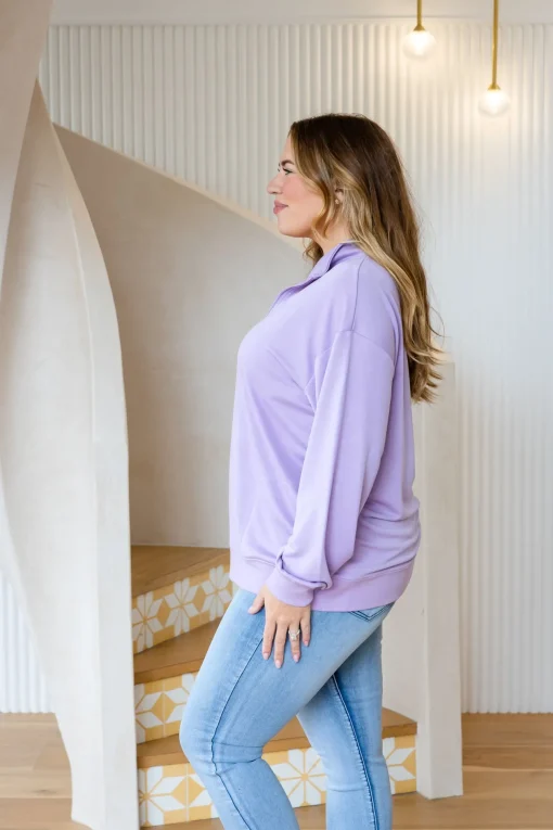 Cassie Modal Blend Lounge Sweater in Lavender