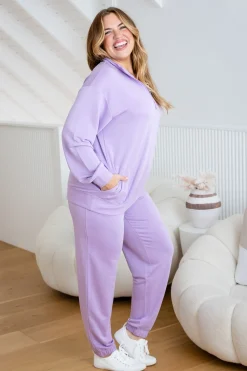 Cassie Modal Blend Lounge Sweater in Lavender