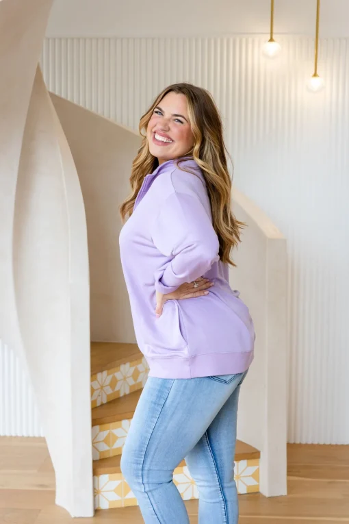 Cassie Modal Blend Lounge Sweater in Lavender