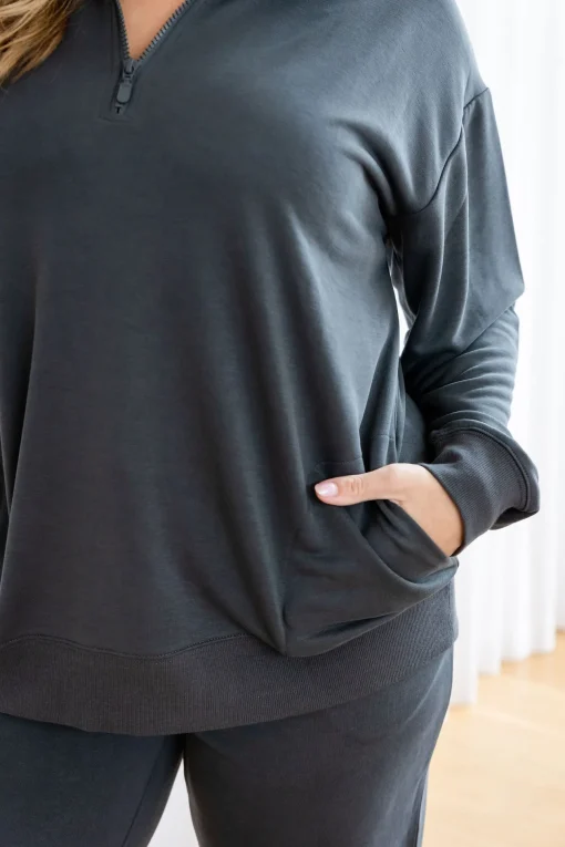 Cassie Modal Blend Lounge Sweater in Shadow