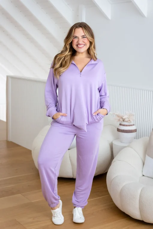 Cassie Modal Blend Lounge Sweater in Lavender