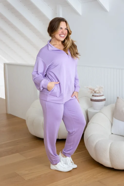 Cassie Modal Blend Lounge Sweater in Lavender