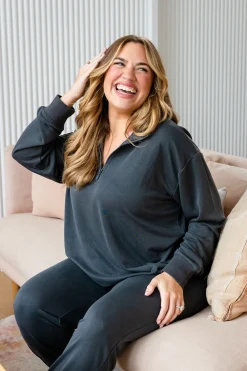 Cassie Modal Blend Lounge Sweater in Shadow