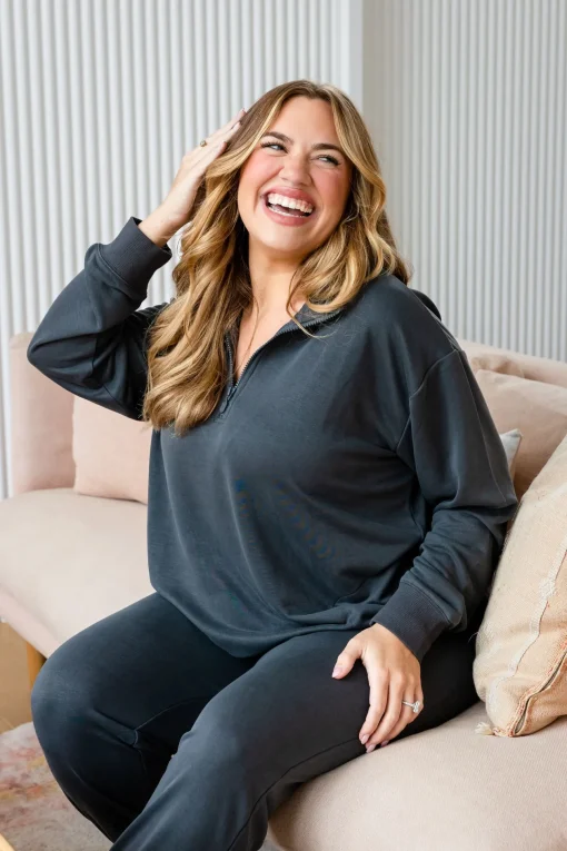 Cassie Modal Blend Lounge Sweater in Shadow