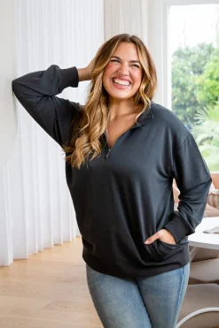 Cassie Modal Blend Lounge Sweater in Shadow