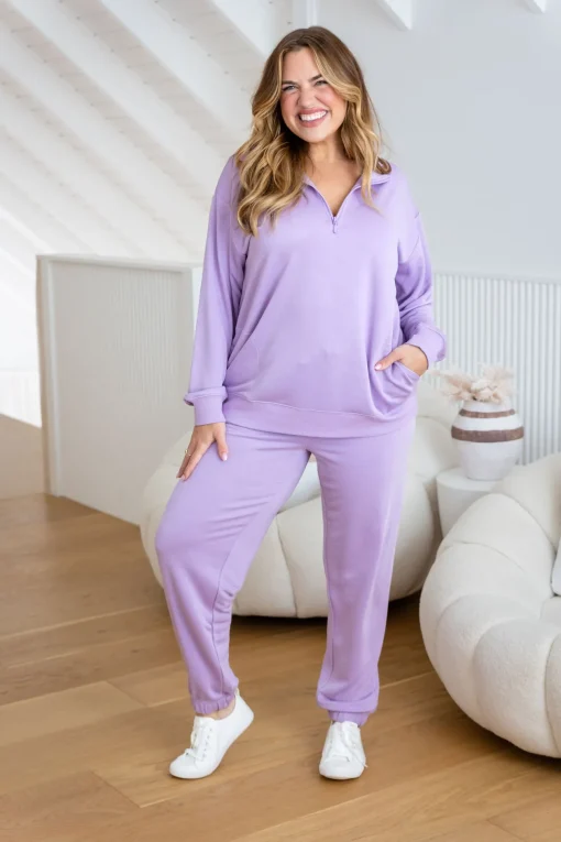 Cassie Modal Blend Lounge Sweater in Lavender