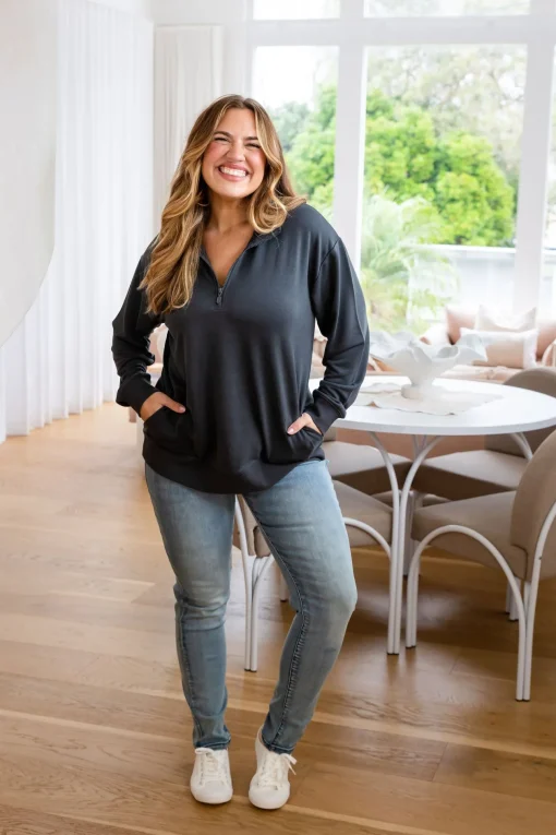 Cassie Modal Blend Lounge Sweater in Shadow