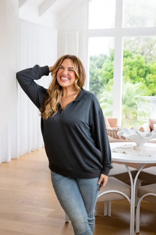 Cassie Modal Blend Lounge Sweater in Shadow