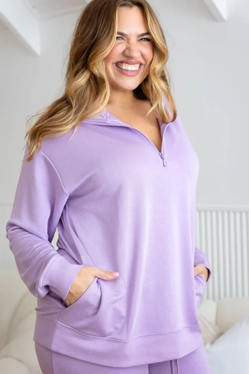 Cassie Modal Blend Lounge Sweater in Lavender