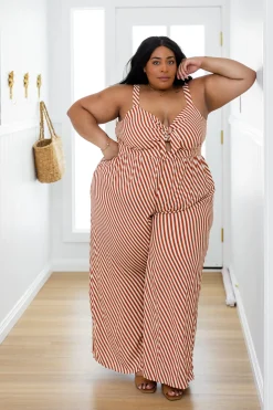 Christina Jumpsuit in Candy Stripe Rust