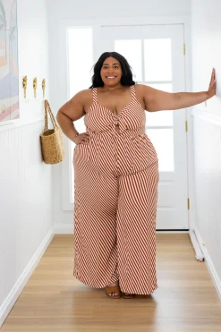 Christina Jumpsuit in Candy Stripe Rust