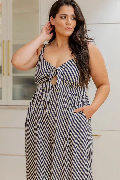 Christina Jumpsuit in Candy Stripe Navy