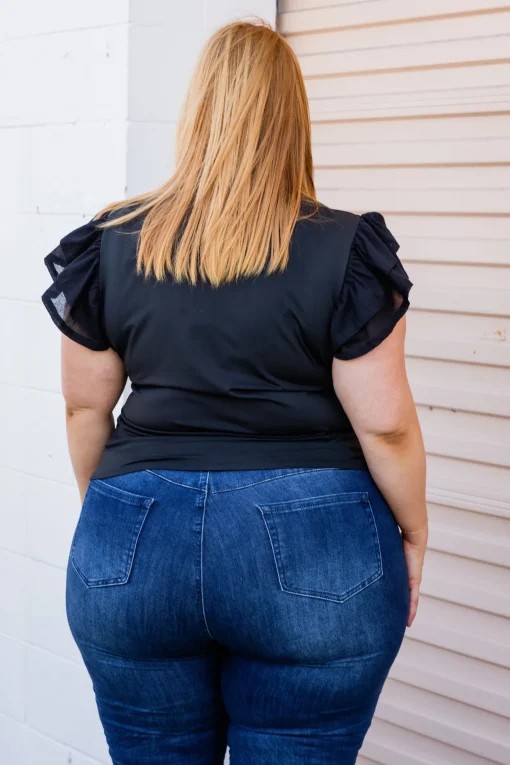 Clara Frill Sleeve Top in Black