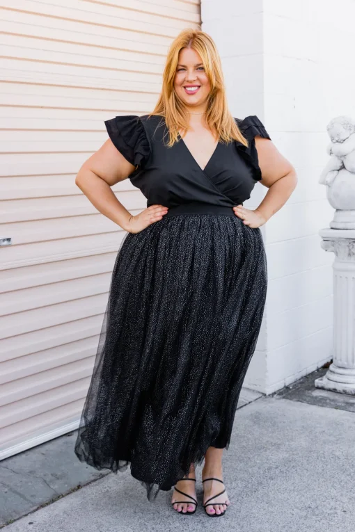 Clara Frill Sleeve Top in Black