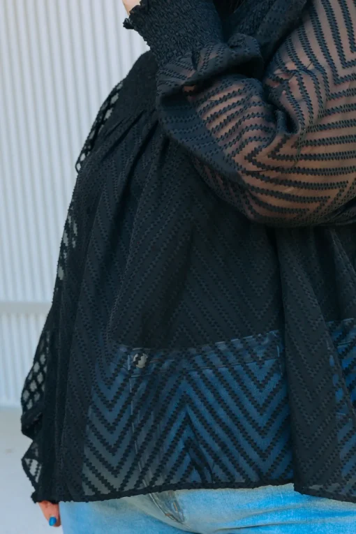 Cora Long Sleeve Top in Black