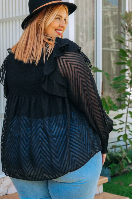 Cora Long Sleeve Top in Black