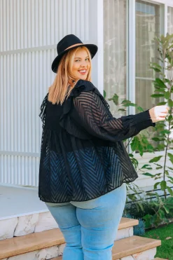 Cora Long Sleeve Top in Black