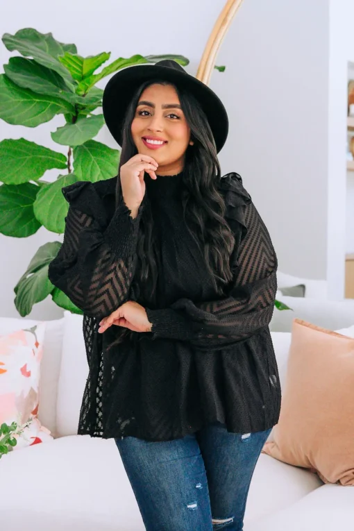 Cora Long Sleeve Top in Black