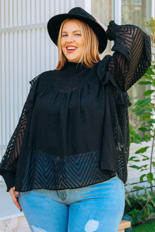 Cora Long Sleeve Top in Black