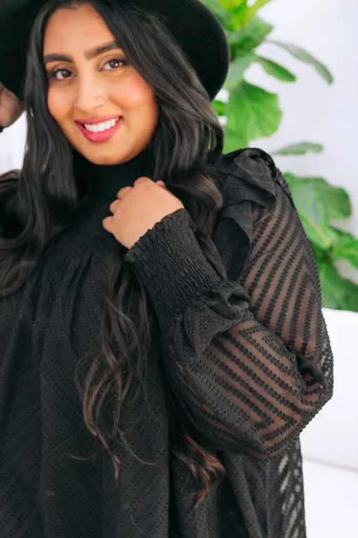 Cora Long Sleeve Top in Black
