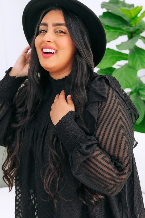Cora Long Sleeve Top in Black