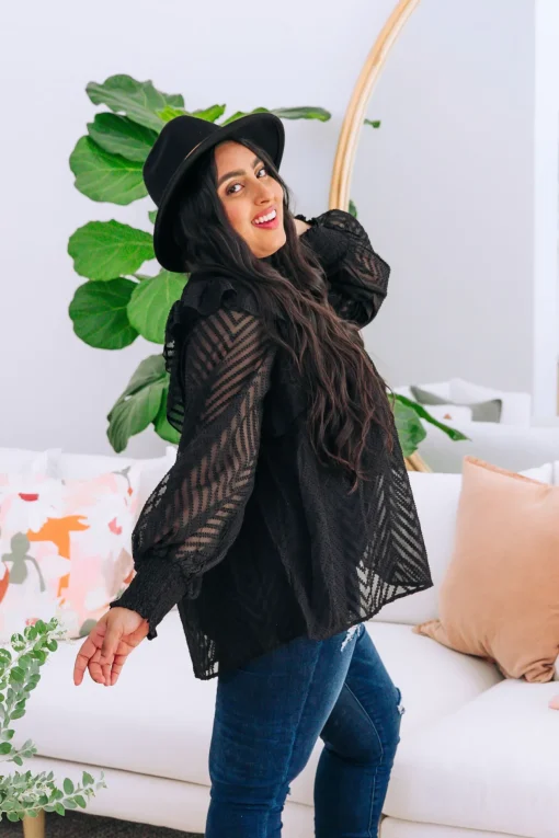 Cora Long Sleeve Top in Black