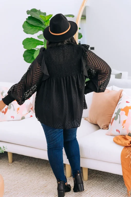 Cora Long Sleeve Top in Black