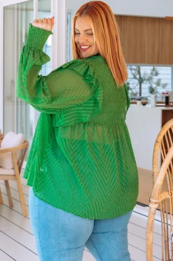 Cora Long Sleeve Top in Green