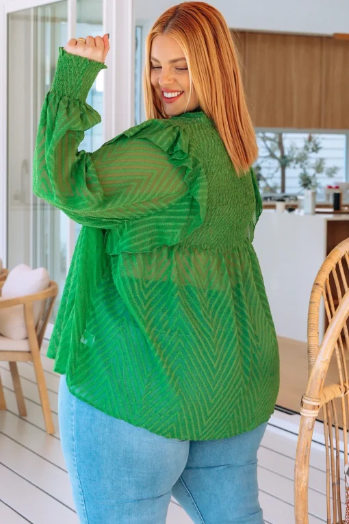 Cora Long Sleeve Top in Green