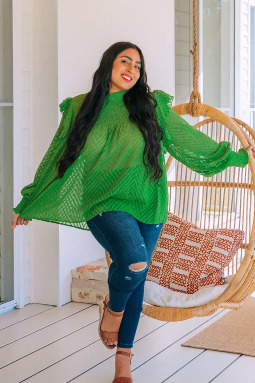 Cora Long Sleeve Top in Green