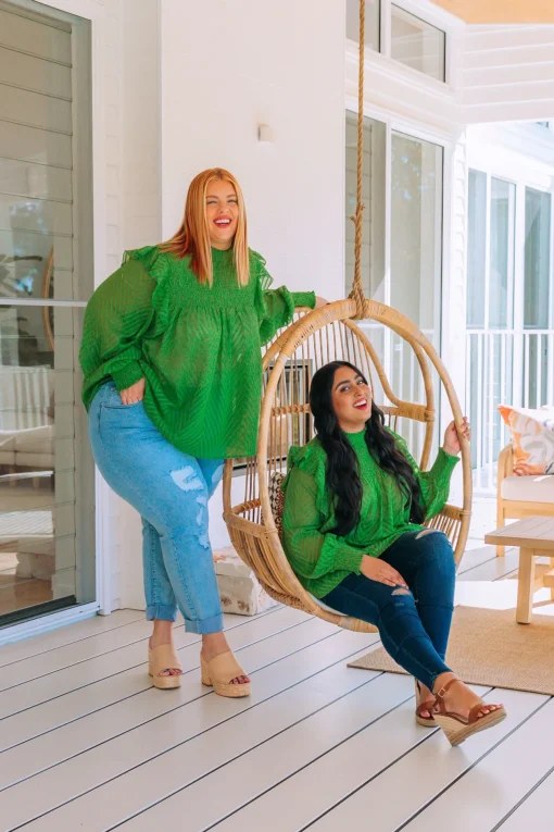 Cora Long Sleeve Top in Green