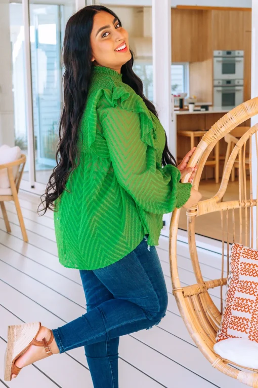 Cora Long Sleeve Top in Green