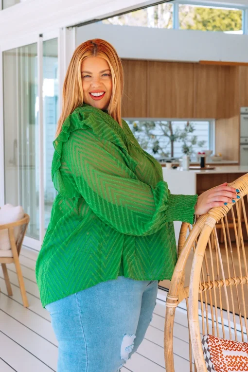Cora Long Sleeve Top in Green