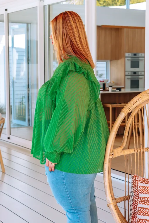 Cora Long Sleeve Top in Green